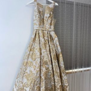 White Gown With Gold Detial